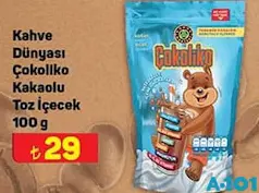 KAHVE DÜNYASI ÇOKOLİKO KAKAOLU TOZ İÇECEK 100 G